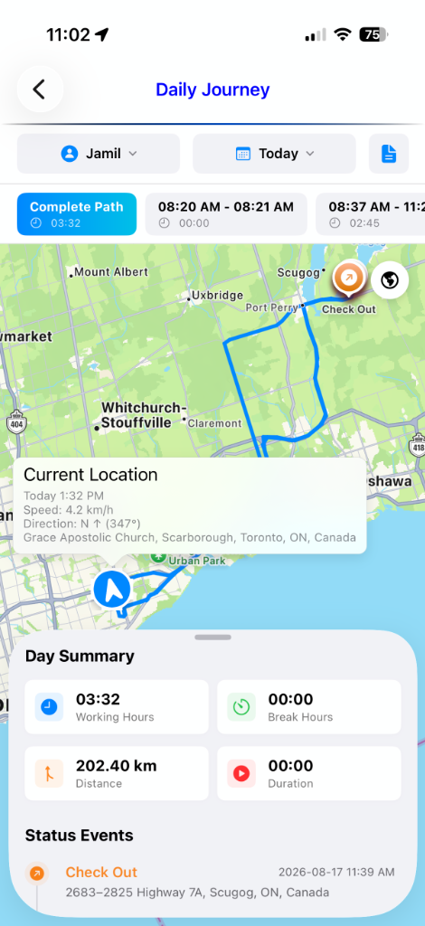 moveX Mobile Daily Journey GPS Telemetry Map