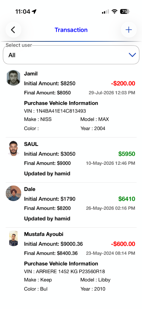 moveX Mobile App Float Amount Management ledger